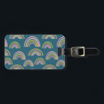 Modern Rainbow in Pink, Green, and Dark Blue Luggage Tag<br><div class="desc">Find your bag in a crowd with this cool,  retro modern rainbow pattern luggage tag in pink,  green,  and blue.</div>