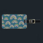 Modern Rainbow in Pink, Green, and Dark Blue Luggage Tag<br><div class="desc">Find your bag in a crowd with this cool,  retro modern rainbow pattern luggage tag in pink,  green,  and blue.</div>