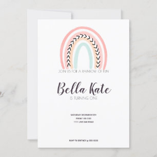 Modern Rainbow Kids Birthday Party Invitation