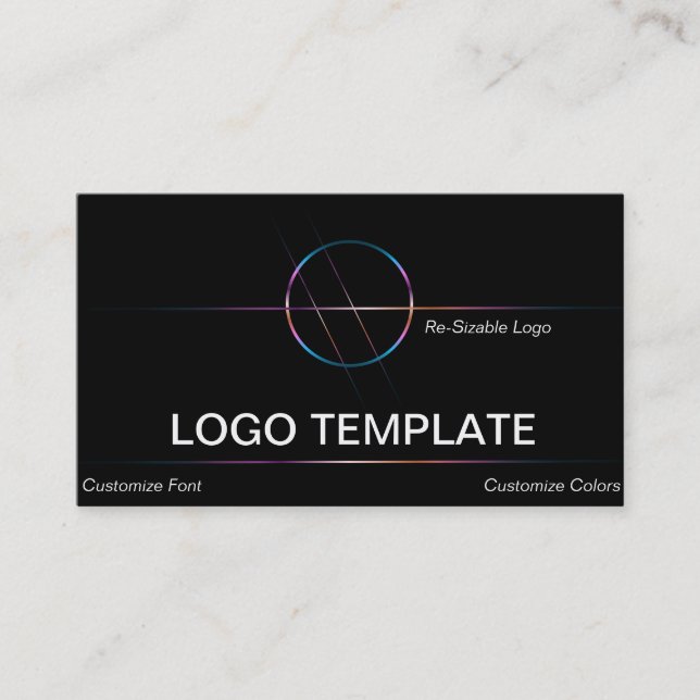 Modern Rainbow Metallic Circle Logo Business Card (Front)