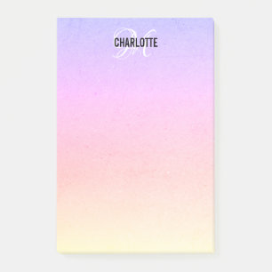 Modern rainbow monogram name post-it notes
