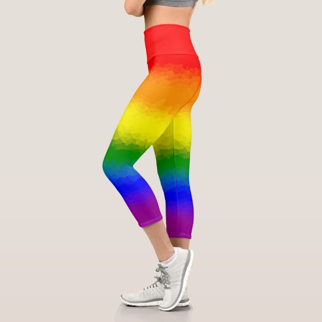 Modern Rainbow Mosaic Script Name  Capri Leggings (Left)