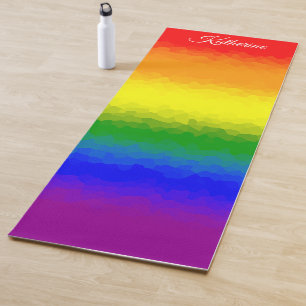 Modern Rainbow Mosaic Script Name  Yoga Mat