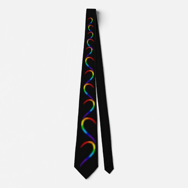 Modern Rainbow Neon Wave Abstract Black Neck Tie (Front)