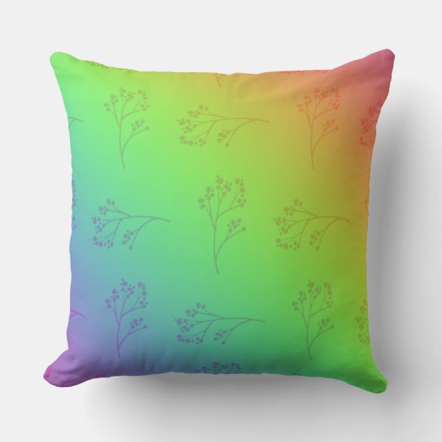 Modern Rainbow Ombre Floral Cushion (Front)