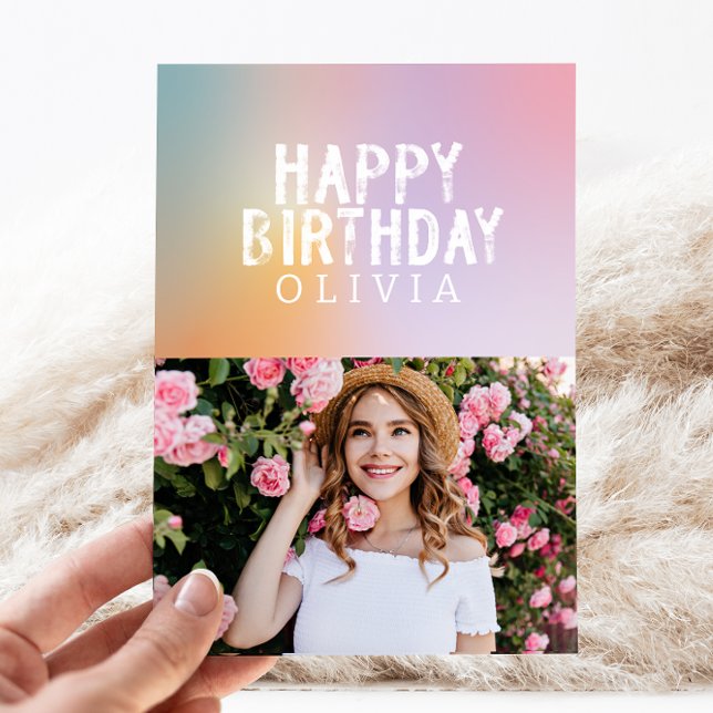 Modern rainbow pastel aura elegant photo fun invitation (Creator Uploaded)