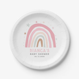 Modern Rainbow Pastel Baby Shower Paper Plate