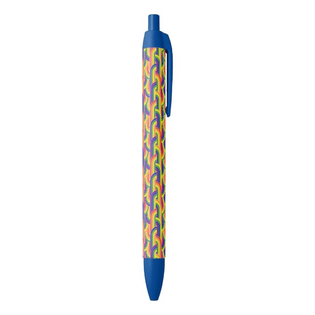 Modern Rainbow Pattern Blue Ink Pen (Bottom (Vertical))