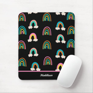 Modern Rainbow Pattern Customisable Name Mouse Mat