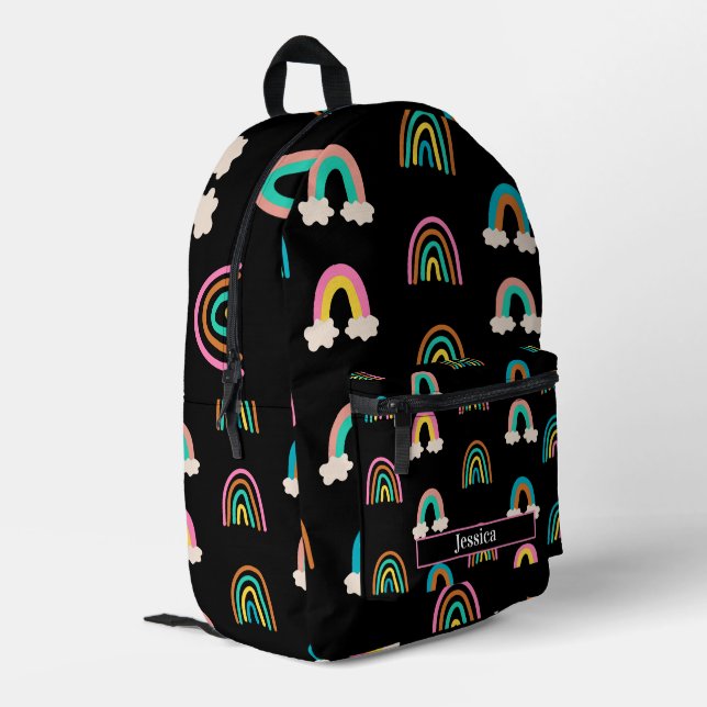Modern Rainbow Pattern Customisable Name  Printed Backpack (Back Corner Left)