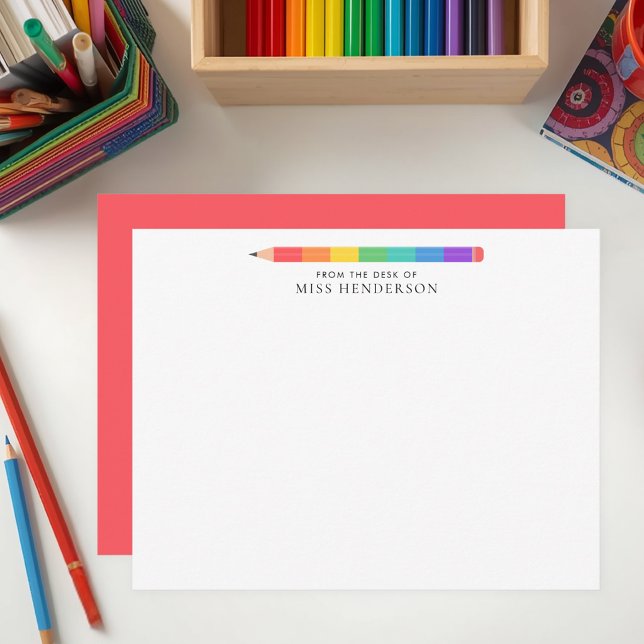 Modern Rainbow Pencil Custom Teacher's  Card (Creator Uploaded)