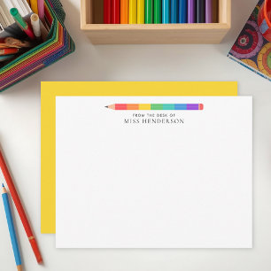 Modern Rainbow Pencil Custom Teacher's Card