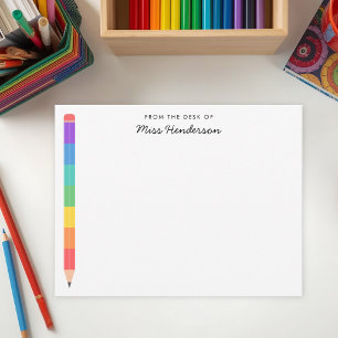 Modern Rainbow Pencil Custom Teacher's Card