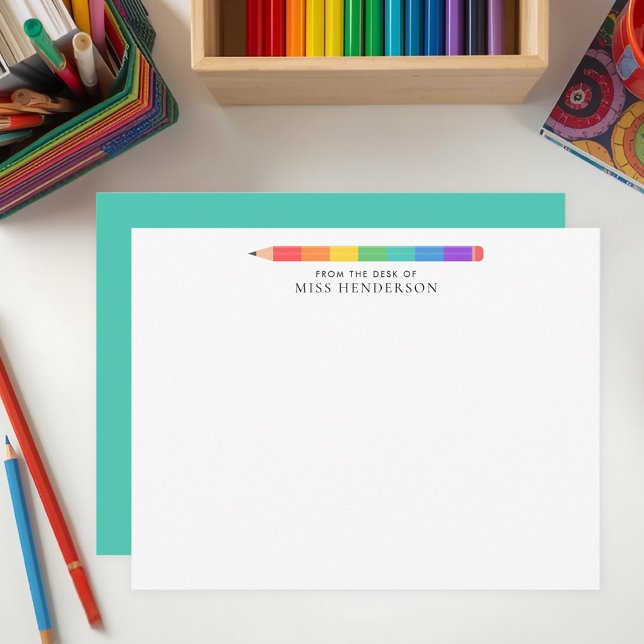 Modern Rainbow Pencil Custom Teacher's  Card (Creator Uploaded)