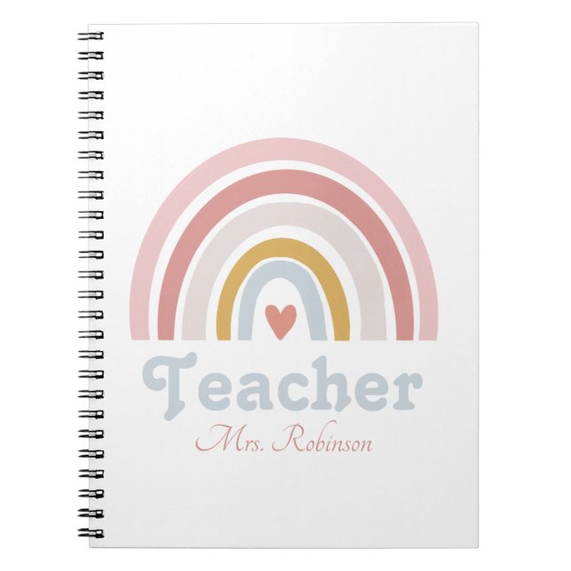 Modern Rainbow Personalised Teacher  Notebook (Front)