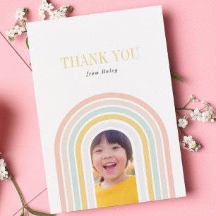 Modern Rainbow Photo Thank You Card