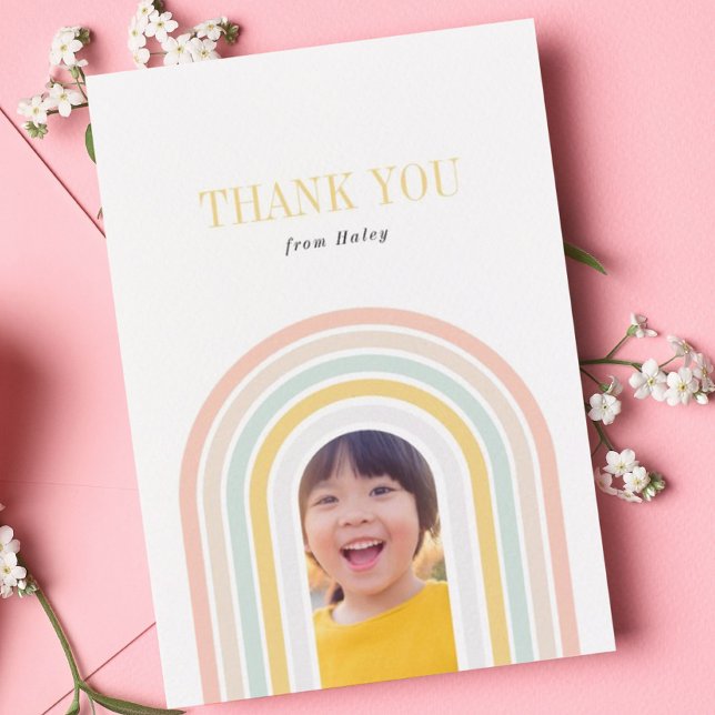 Modern Rainbow Photo Thank You Card (Creator Uploaded)