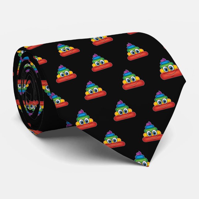 Modern  Rainbow Poop Emoji Tie (Rolled)