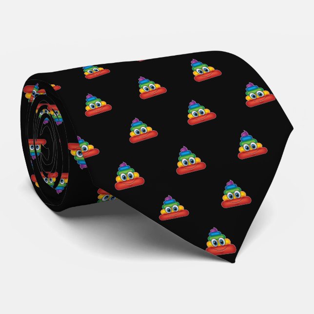 Modern Rainbow Poop Emoji Tie (Rolled)