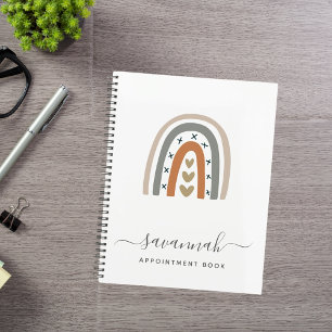 Modern rainbow rose gold grey white monogram 2026 planner
