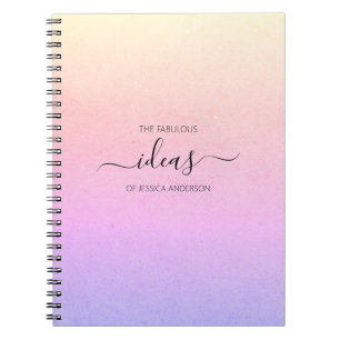 Modern rainbow script name notebook