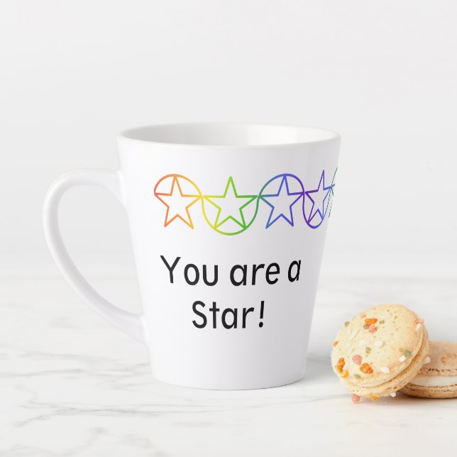 Modern Rainbow Star Personalised Latte Mug (In Situ)