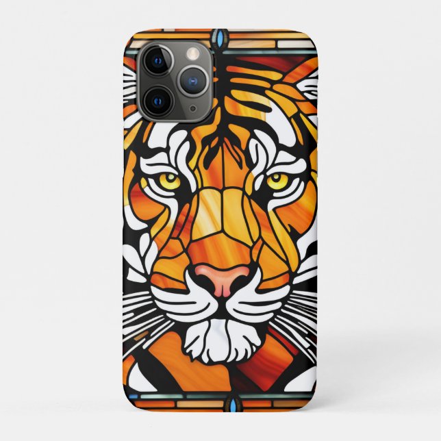 Modern Rainbow Striped tiger skins Print feline Case-Mate iPhone Case (Back)