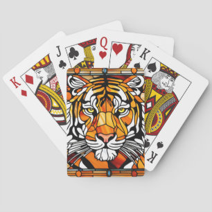 Modern Rainbow Striped tiger skins Print feline Playing Cards