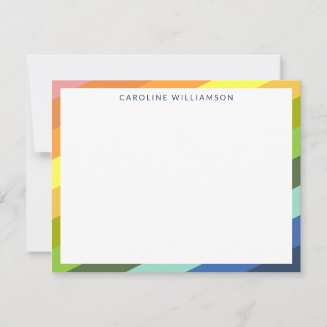 Modern Rainbow Stripes Geometric Personalised  Card (Front)