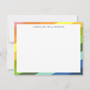 Modern Rainbow Stripes Geometric Personalised Card