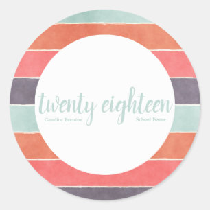 Modern Rainbow Stripes Graduate Custom Stickers