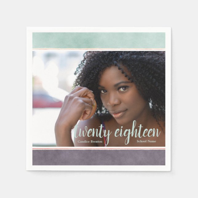 Modern Rainbow Stripes Graduate Paper Napkins (Front)