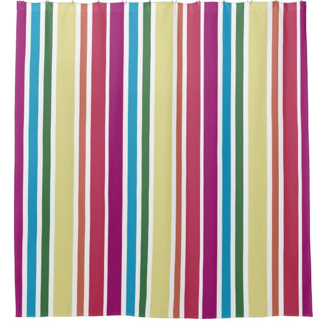 Modern Rainbow Stripes Shower Curtain (Front)