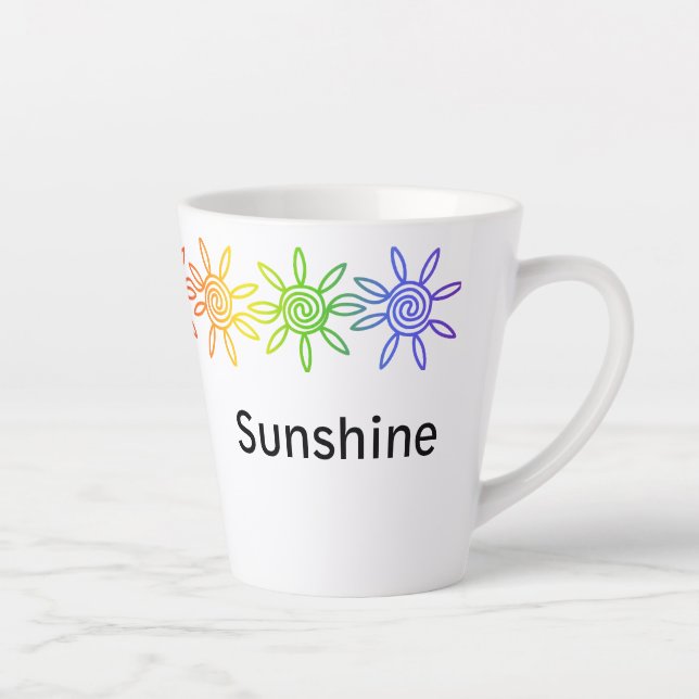 Modern Rainbow Sunshine Personalised Latte Mug (Right)