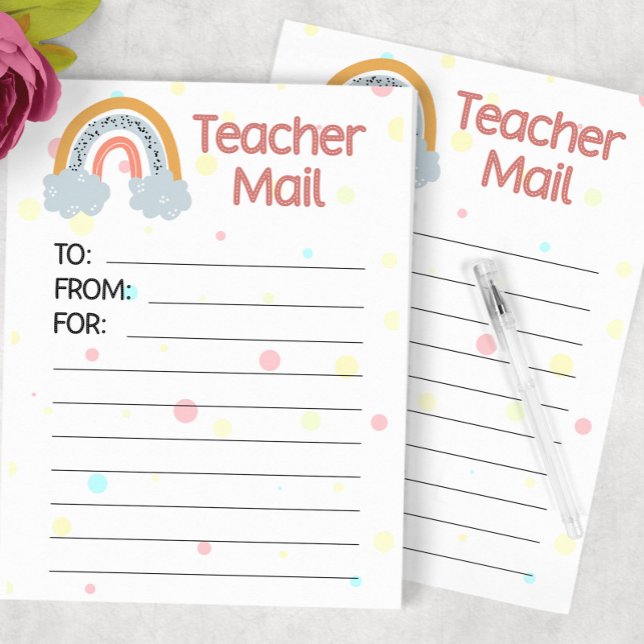Modern Rainbow Teacher Mail Post-it Notes (Creator Uploaded)