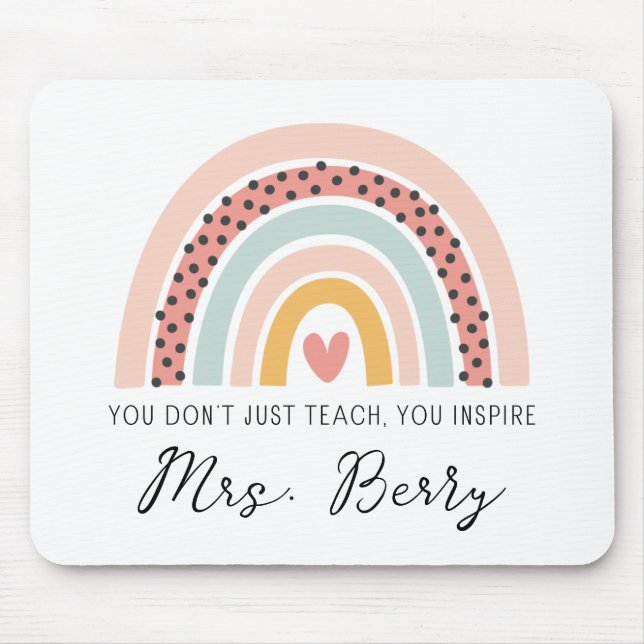 Modern Rainbow Teacher Mouse Mat (Front)