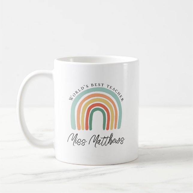 Modern Rainbow Teacher Thank You Gift Coffe Coffee Coffee Mug (Left)
