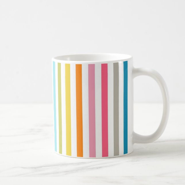 Modern Rainbow Trendy Colourful Stripes Coffee Mug (Right)