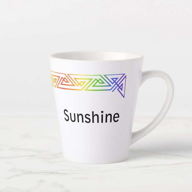 Modern Rainbow Triangles Personalised Latte Mug (Right)