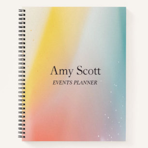 Modern rainbow watercolor event planner notebook