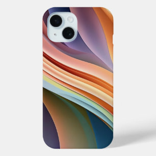 Modern Rainbow Wave Abstract Art iPhone 15 Case