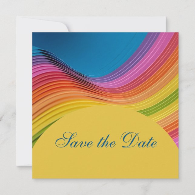 Modern Rainbow Wave Save The Date (Front)