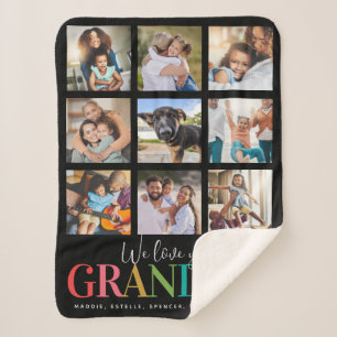 Modern Rainbow We Love You Grandma Photo Collage Sherpa Blanket