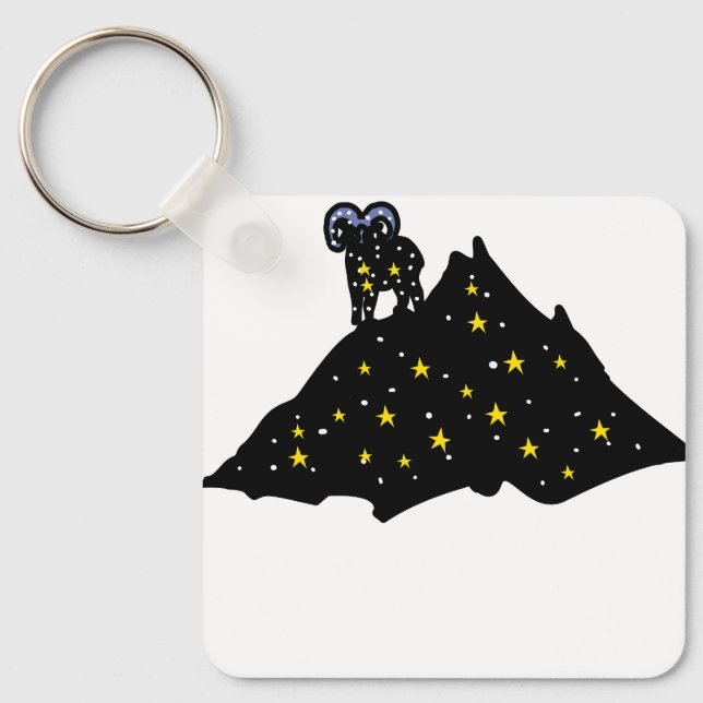 Modern Ram Zodiac Keychain – Sleek Aries  (Front)