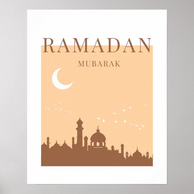 Modern Ramadan Mubarak Mosque Poster (Front)