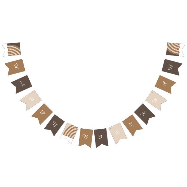 Modern Ranbows Earthy Tones Happy Birthday   Bunting (All)