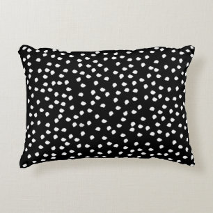 Modern Random Polka Dot Pattern Black and White Decorative Cushion