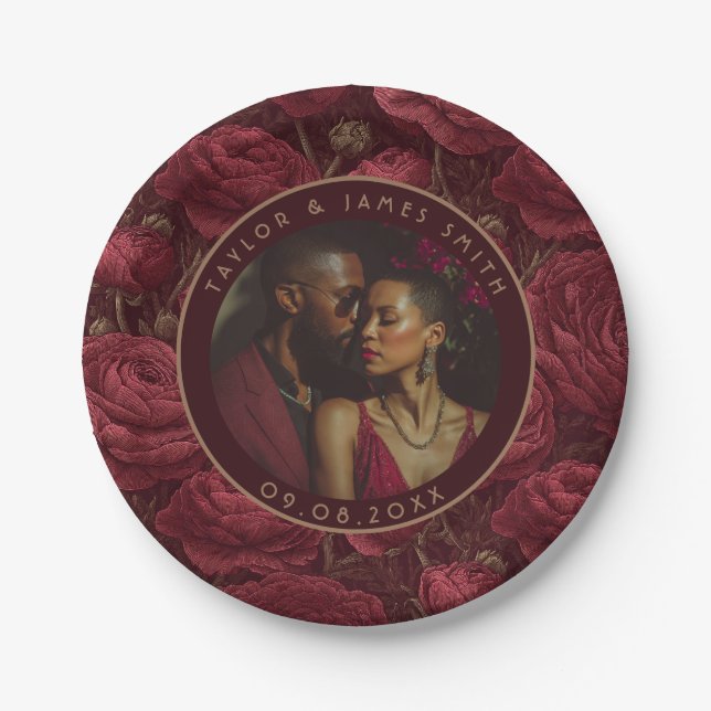 Modern Ranunculus Plates For Vow Renewal Party (Front)