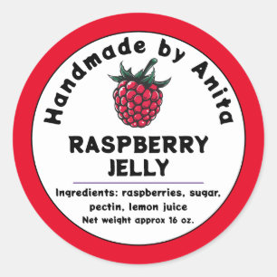 Modern Raspberry Jam  or Jelly Canning Jar Label 