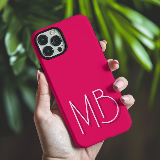 Modern Raspberry Monogram Initials Contemporary Case-Mate iPhone Case (Creator Uploaded)